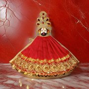MY GOD GIFT Khatu Shyam Baba Red Dress | Traditional Idol Shringar Poshak II Red SIZE = 10 Inches (25.40 Centimeter)