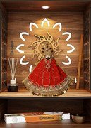 MY GOD GIFT Khatu Shyam Baba Red with Lase Border Dress | Traditional Idol Shringar Poshak II Red with Lase Border SIZE = 10 Inches (25.40 Centimeter)