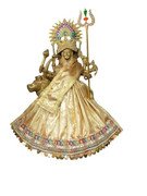MY GOD GIFT Navratri Special, MATA Rani Vastra, Devi MATA Poshak, Durga MATA Dress, Radha Rani Poshak for Standing Idol, Made of Silk Cloth ( Golden SIZE = 9 Inches (22.86 Centimeter)