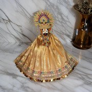 MY GOD GIFT Khatu Shyam Baba Gold Dress | Traditional Idol Shringar Poshak II Gold SIZE = 10 Inches (25.40 Centimeter)