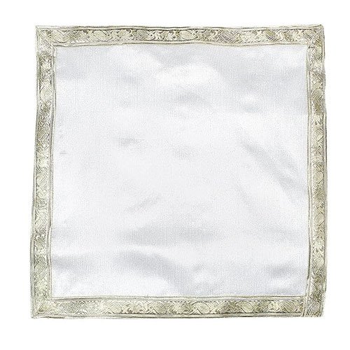 MY GOD GIFT Puja Aasan Cloth/Puja Aasan Kapda/Puja Chowki Altar Cloth for Home & Mandir/Temple/God/Goddess(Silver)