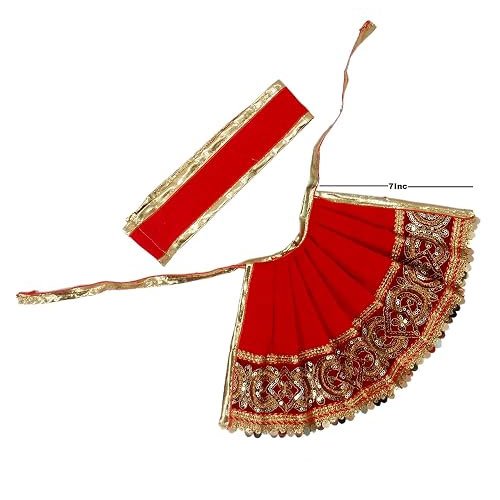 MY GOD GIFT Navratri Special, MATA Rani Vastra, Devi MATA Poshak, Durga MATA Dress, Radha Rani Poshak for Standing Idol, Made of Silk Cloth (7 Inch, Red Plain)