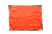 MY GOD GIFT Orange Silk Puja Aasan Cloth with Decorative Lace Border &ndash; Plain Mandir Chowki Cloth for Temple, Altar Table, God Idol Placement & Puja Rituals (20 x 20 Inch / 50.80 x 50.80 cm) Pack of 3
