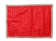 MY GOD GIFT Silk Puja Aasan Cloth &ndash; Red Check Design with Embroidery Lace Border, Puja Chowki Altar Cloth for Mandir, Home Temple & God/Goddess Idols, Size (20 x 20 Inch / 50.80 x 50.80 cm) Pack of 2