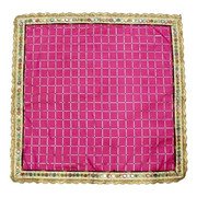 MY GOD GIFT Pink Check Decorative Cloth with Lace Design Border – 20 x 20 Inch (50.80 x 50.80 cm) Square Table Cover / Altar Cloth for Home Décor, Prayer & Gift Pack of 3