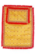 MY GOD GIFT Laddu Gopal Bed | Designer Laddu Gopal Bister/Aasan for God Idol | Premium Decorative Singhasan Mattress (Yellow Check with Golden Lace Border) II Size 7 X 10 Inch II