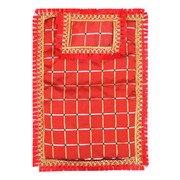 MY GOD GIFT Laddu Gopal Bed | Designer Laddu Gopal Bister/Aasan for God Idol | Premium Decorative Singhasan Mattress (Red Check with Golden Lace Border) II Size 7 X 10 Inch II