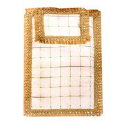 MY GOD GIFT Laddu Gopal Bed (Off White) | Premium Laddu Gopal Bister/Aasan for God Idol | Decorative Singhasan Mattress with Golden Lace Border II Size 7 X 10 Inch II