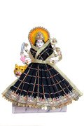 MY GOD GIFT Navratri Special, MATA Rani Vastra, Devi MATA Poshak, Durga MATA Dress, Radha Rani Poshak for Standing Idol, Made of Silk Cloth ( Black with Gold SIZE = 10 Inches (25.40 Centimeter)