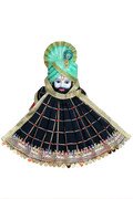 MY GOD GIFT Khatu Shyam Baba Black with gold lase border Dress | Traditional Idol Shringar Poshak II Black with golden lase border SIZE = 10 Inches (25.40 Centimeter)