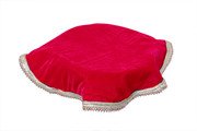 MY GOD GIFT Round Velvet THAALPOSH/Puja aasan for God Mandir/Prasad Thali Cover with MULTI LASE Work for Diwali, Navratri, karwa chauth and Various Puja Rituals 20 inches Pink Comb 3