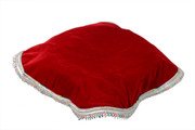 MY GOD GIFT Round Velvet THAALPOSH/Puja aasan for God Mandir/Prasad Thali Cover with MULTI LASE Work for Diwali, Navratri, karwa chauth and Various Puja Rituals 20 inches Maroon Red Comb 3