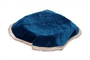 MY GOD GIFT Round Velvet THAALPOSH/Puja aasan for God Mandir/Prasad Thali Cover with MULTI LASE Work for Diwali, Navratri, karwa chauth and Various Puja Rituals 20 inches Navy Blue Comb 3