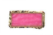 MY GOD GIFT Mata Rani Chunni (10 x 4 Inch) &ndash; Decorative Pink Chunri with Golden Sequin Lace Border for Durga Maa Idol | Navratri Puja Mandir Cloth Pack of 3