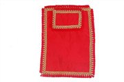 MY GOD GIFT Laddu Gopal Bed | Designer Laddu Gopal Bister/Aasan for God Idol | Premium Decorative Singhasan Mattress (Red Plain with Golden Lace Border) II Size 7 X 10 Inch II