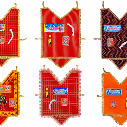 MY GOD GIFT Hanuman Chola Combo Pack of 6 | Premium Hanuman Ji Shringar Chola Set | Red & Orange Designer Cholas with Traditional Borders & Patterns for Home